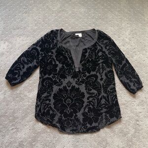 Meadow Rue Black Sheer Velvet Top Size Medium